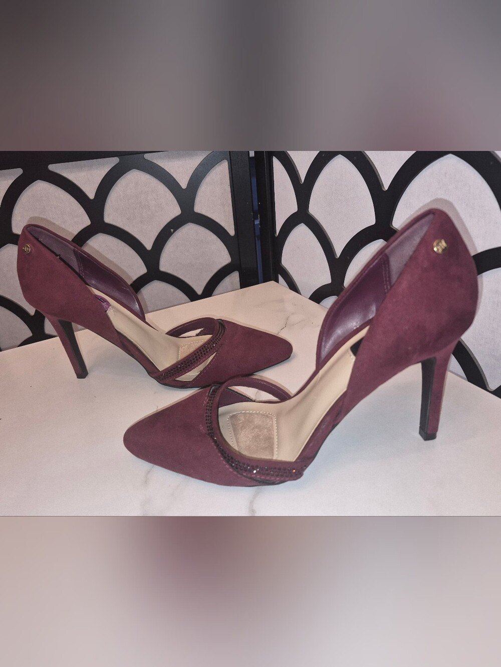 Jones New York Burgundy Suede D'Orsay Pointed-Toe Heels